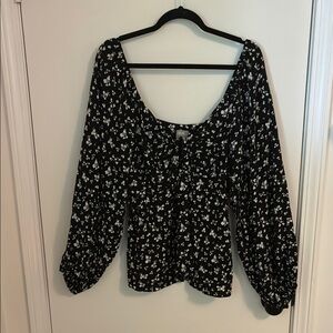 ASOS Floral Boho Black and White Women's Top
